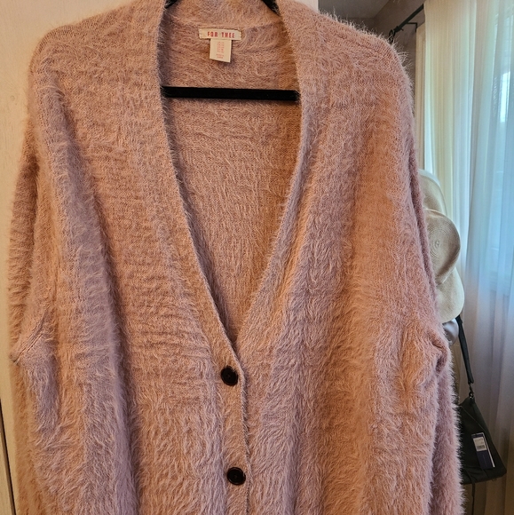 For Thee Sweaters - Super Soft Textured Pink Cardigan Size 1x